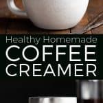 there are two mugs that have ice cream in them and the words, healthy homemade coffee creamer