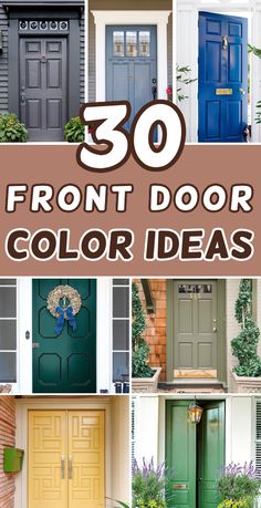 Discover 30 stunning front door color ideas to make a lasting impression. Transform your home's entry with bold, stylish hues. Perfect for boosting curb appeal! Panelled Front Door, Salmon Front Door Paint Colors, Colonial House Front Door, Craftsman Style Front Door, Gray Front Door Colors