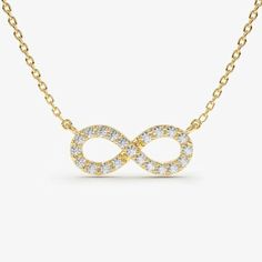 1/4CT Infinity Symbol Micro Moissanite Diamond Dainty Necklace 14K Yellow Plated Diamond Infinity Necklace, Infinity Charm, Infinity Necklace, Gold Diamond Jewelry, Infinity Symbol, Diamond Pendant Necklace, Fine Jewellery Necklace, Dainty Necklace, Micro Pave