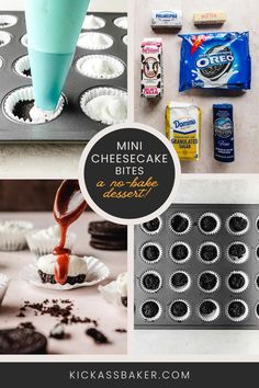 mini cheesecake bites recipe collage with text overlay