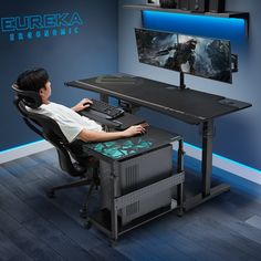 Eureka Ergonomic Adjustable Mobile CPU Cart Pc Tower, Dual Monitor Arms, Tower Stand, Computer Tower, Office Supply Organization, Custom Mouse Pads, Gaming Desk, Adjustable Desk, Office Setup