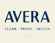 the word avera is written in blue ink on a cream background with white lettering