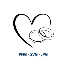 two wedding rings in the shape of a heart with words png - svg - jpg