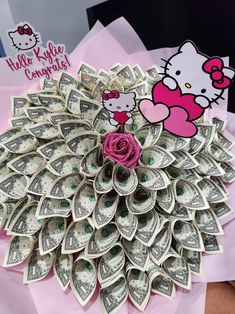 Hello Kitty Money Bouquet – Elegance & Bliss By Msni Custom Creations Hello Kitty Graduation Bouquet, Hello Kitty Hoco Proposal, Hello Kitty Graduation Party, Hello Kitty Theme Birthday Party, Hello Kitty Flower Bouquet, Hello Kitty Basket, Hello Kitty Money, Money Flower Bouquet, Hello Kitty Graduation