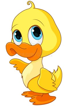 a cartoon duck with big blue eyes