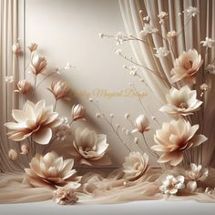 an artistic photo with flowers and draperies