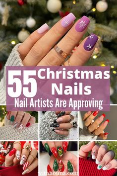 55 Christmas Nails Nail Artists Are Approving Holiday Nail Designs Winter, Santa Hat Nails, Christmas Nails 2023, Christmas Nail Ideas, Holiday Nails Winter