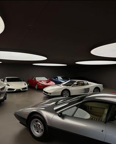 there are many different types of cars in this garage