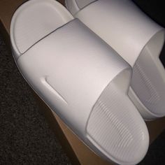 They Are Brand New They Just Don’t Fit The Way I Want White Nike Slides, Off White Nike, Nike Slides, White Nike, Walker Boots, Fit N Flare Dress, Just Don, White Nikes, Rain And Snow Boots