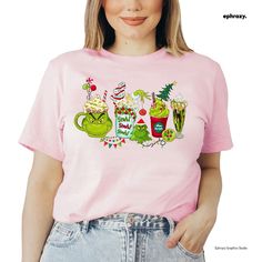 Grinch Inspired Christmas Latte T-shirt | eBay Grinch Shirt Ideas, Grinch Christmas Shirts, Christmas Latte, Personalized Christmas Shirts, Grinch Shirt, Grinch Shirts, Grinch Christmas, Adulting Shirts, Disney Trips