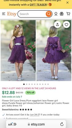 Bohemian Flower Girl, Purple Flower Girls, Purple Flower Girl Dress, Purple Girls Dress, Rustic Flower Girls, Girls Lace Dress, Bohemian Flowers, Lace Flower Girls, Flower Girl Dress Lace