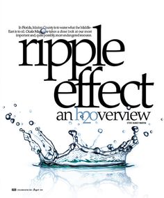 an advertisement with water splashing on it and the words ripple effect written in black