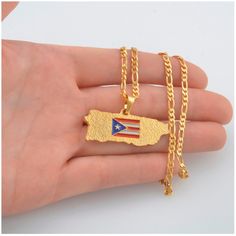 Show Your Pride Wearing The Impressive Country-Flag Pendant On A 23 Inch Chain. Measurements: Pendant Sizes Are Approx 2.3 Cm By 2.8 Cm All Styles Are Skillfully Crafted And Hypoallergenic. Comes From A Smoke And Pet-Free Home. All Orders Ship Within 24 Hours With Priority Shipping. Puerto Rico Map, Gold Necklace For Men, Map Pendant, Country Wear, Solitaire Necklace, Map Necklace, Gold Bangle Bracelet, Puerto Rican, Necklaces For Women