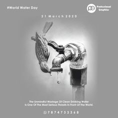 a water faucet with the words world water day on it and an image of a bird drinking out of it