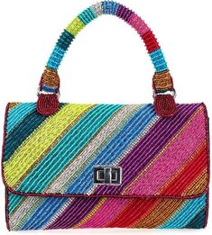 Out of Line Chic Bag -  BEVERLY BERG LLC Designer Multicolor Shoulder Bag With Top Carry Handle, Designer Multicolor Shoulder Bag With Top Handle, Designer Multicolor Rectangular Bag, Designer Multicolor Satchel With Top Carry Handle, Designer Multicolor Rectangular Satchel, Designer Multicolor Rectangular Shoulder Bag, Designer Multicolor Shoulder Bag With Handles, Designer Multicolor Top Handle Satchel, Luxury Multicolor Handheld Satchel