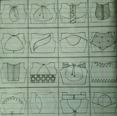 a drawing of different types of clothing on paper