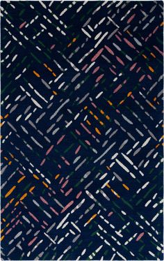 an abstract pattern in blue, pink, orange and green on a black background with white border