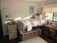 dorm room inspo Dorm Room Inspo, Room Inspo, Dorm Room, Desk, Bedroom, Bed, Dorm Rooms