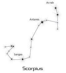 the scorpius star in the night sky with its name written on it