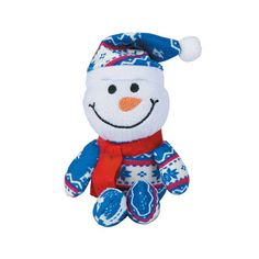 a snowman stuffed animal wearing a red, white and blue hat