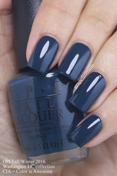 PRESS SAMPLES Hey Dolls! I have the new OPI Washington DC Collection to share with you today! OPI teamed with actress Kerry Was... Opi Blue Nail Polish, Fall Nails Opi, Dark Blue Nail Polish, Dark Blue Nails, Nails Dark, Nagellack Trends, Blue Nail Polish, Best Nail Polish, Blue Nail