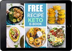 the keto ebook is shown on an ipad with pictures of food and drinks in it