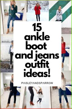 Wondering how to wear ankle boots with jeans? Here are 15 outfit ideas you will love! Styles with skinny jeans and straight leg, casual and date night! How To Style Wedge Boots, Jeans And Short Boots Outfit, What Pants To Wear With Ankle Boots, How To Style Jeans And Boots, Boyfriend Jeans With Ankle Boots, Ariat Ankle Boots Outfit, Fall Jeans Outfit Casual Ankle Boots, Wearing Jeans With Ankle Boots, Outfit Ideas With Boots And Jeans