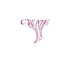 the word create written in red ink on a white paper with pink letters and swirls