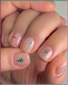 Follow @overglowedit for more nail inspo! Nail art tutorial, spring nails, floral nail art, spring break nails, neon nail, spring nail art Nails Gel Korean, Simple Christmas Nail Art For Short Nails, Holiday Manicure Short Nails, Christmas Minimal Nails, Christmas Korean Nails, Natural Holiday Nails, Short Gel Nail Designs Winter, Christmas Nail Color Ideas, Nail Designs Christmas Holiday