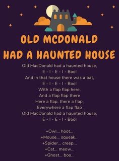 an old mcdonald had a haunted house poster with the words'old mcdonald had a halloween house '