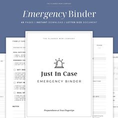 the emergency binder is open and ready to be used as an emergency binder