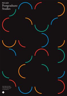 an image of a poster with different colored circles on the black background that says, ncad post graduate studies