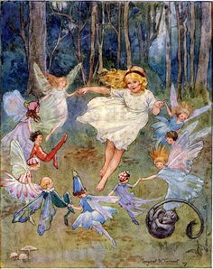 the fairy children are playing in the woods