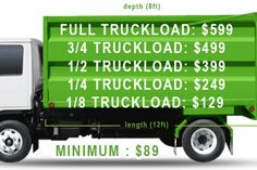 a green and white truck with the price for it