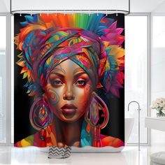 PRICES MAY VARY. 【Material & Size】Polyester fiber. The African American shower curtain fabric is soft, quick-drying, durable and lightweight. Measuring 72" W x 72" L, the bathroom shower curtain fits any standard size shower or tub, whether you have a straight or curved shower rod. 【Waterproof Design】African American shower curtain. Ultra smooth specialty design created to resists water and to promote water bead formation so water swiftly rolls off the surface. Shower curtain liner keeps your ba African Bathroom Decor, African Bathroom, Girl Shower Curtain, Dorm Room Curtains, Shower Curtain Black, Bathroom Window Curtains, Girls Shower Curtain, Plastic Curtains, Bath Curtain