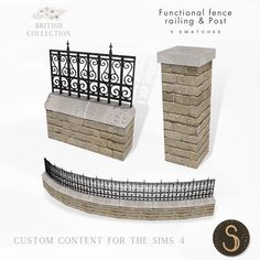 an image of a set of stone pillars and railings for the sims 4 model