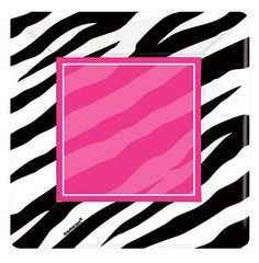 a zebra print with a pink square in the middle