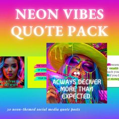 the neon vibes quote pack