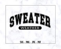 the sweater weather logo is shown in black and white