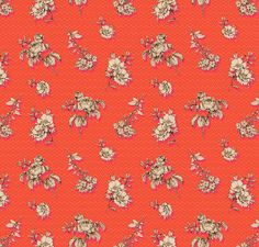 an orange background with flowers and leaves on the bottom half of it, in shades of pink