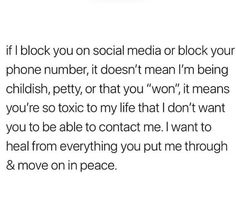 the text is written in black and white on a piece of paper that says if i block you on social media or block your phone number, it doesn't mean i'm