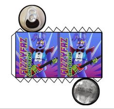 an image of a cartoon character on a postage stamp with a bottle opener and coin