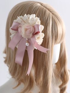 Add a touch of elegance and charm to your hairstyle with our Pink Sweet Hairclip. This delightful accessory features a floral design adorned with a delicate bowknot and sparkling beads. The soft pink hue exudes sweetness and femininity. Elegant Pink Hair Accessories With Bow, Elegant Pink Ribbon Hair Accessories, Elegant Pink Hair Accessories With Ribbon, Cute White Flower Hair Accessories, Cute Ribbon Bow For Wedding, Pink Headband With Decorative Bow As Gift, Pink Headband With Decorative Bow For Gift, Pink Decorative Bow Headband For Gift, Pink Decorative Bow Hair Accessories For Wedding