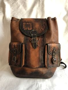 Worn Out Backpack, Medieval Backpack, Rustic Backpack, Adventure Equipment, Old Backpack, Vintage Leather Travel Bag, Bushcraft Backpack, Aesthetic Hiking, Soft Leather Backpack