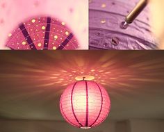 two pictures one is pink and the other has purple lights