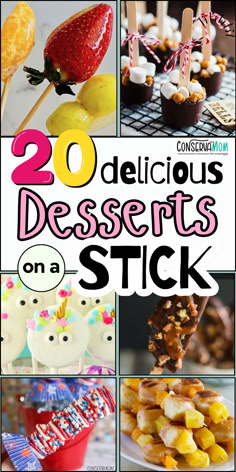 Desserts on a stick Dessert For Kids Party, Easy Snacks For Kids To Make, Fun Desserts To Make With Kids, Kids Dessert Ideas, Food On A Stick Ideas, Desserts To Make With Kids, Fun Desserts For Kids