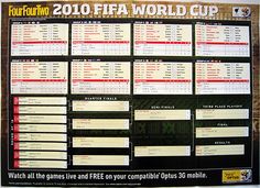 a poster showing the 2010 world cup schedule