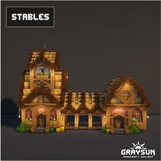 an image of a house made out of legos with text that reads stables