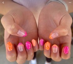 Fun Colorful Nails, Cow Nails, Pink Gel Nails, Hippie Nails, Broken Nails, Simple Gel Nails