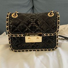 Brand New Condition, Quality Of This Bag Is So Good, Very Cute And Hard To Let It Go. Offers Are Welcome Trendy Michael Kors Leather Shoulder Bag, Luxury Black Shoulder Bag For Everyday Use, Luxury Black Shoulder Bag For Errands, Michael Kors Black Shoulder Bag With Chain Strap, Black Leather Bags With Chain Strap, Chic Black Michael Kors Bag, Michael Kors Black Shoulder Bag With Gold-tone Hardware, Michael Kors Black Bag With Chain Strap, Michael Kors Black Satchel Bag